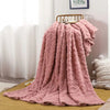 Kingsand Ruched Faux Fur Throw Blanket Double Sided