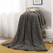 Kingsand Ruched Faux Fur Throw Blanket Double Sided
