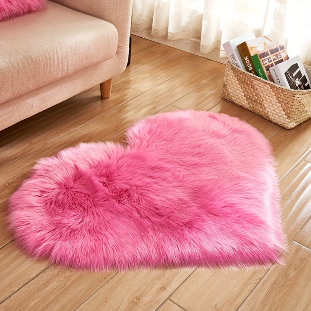 Lowther Heart Shaped Plush Rug Fluffy Washable Area Rug