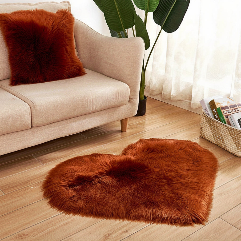Lowther Heart Shaped Plush Rug Fluffy Washable Area Rug