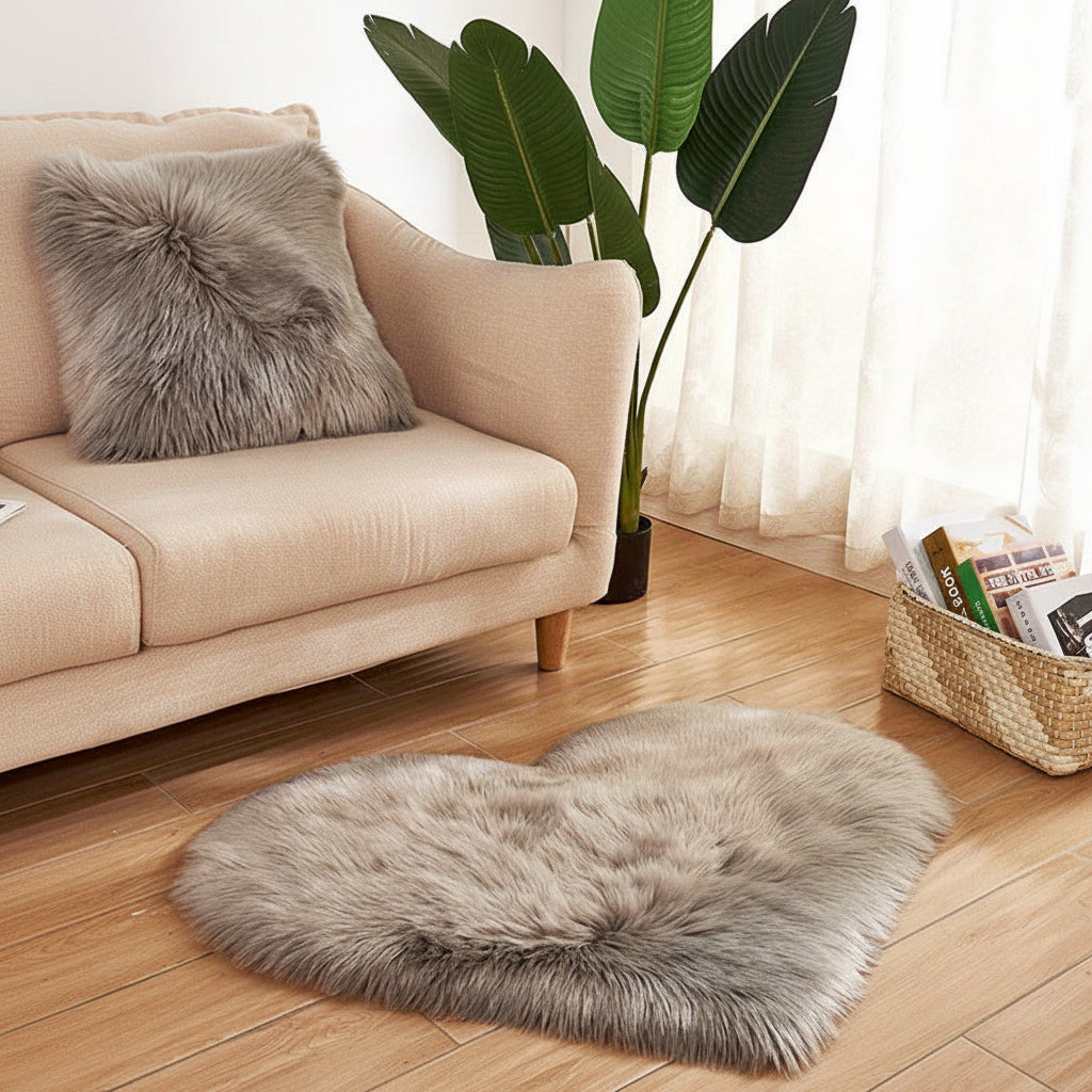Lowther Heart Shaped Plush Rug Fluffy Washable Area Rug