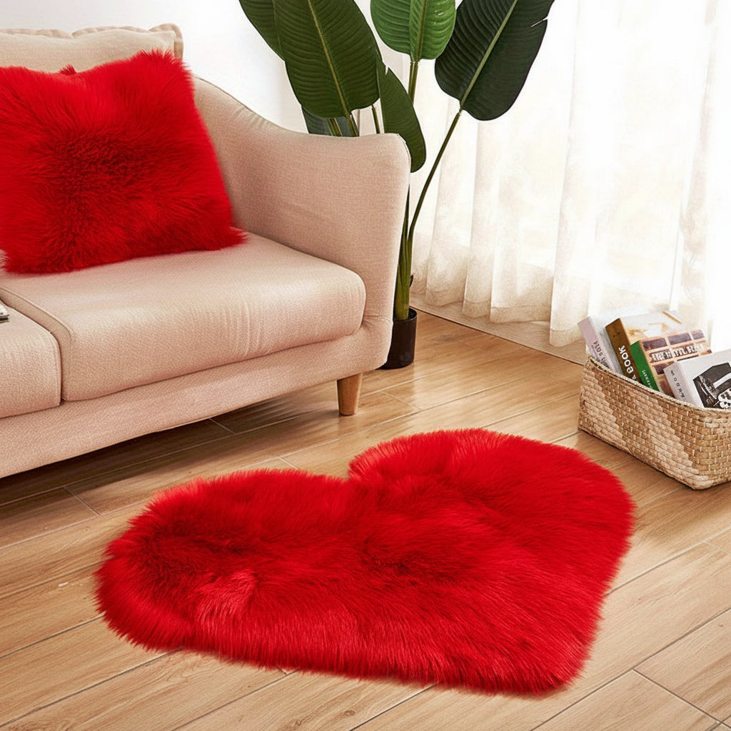Lowther Heart Shaped Plush Rug Fluffy Washable Area Rug