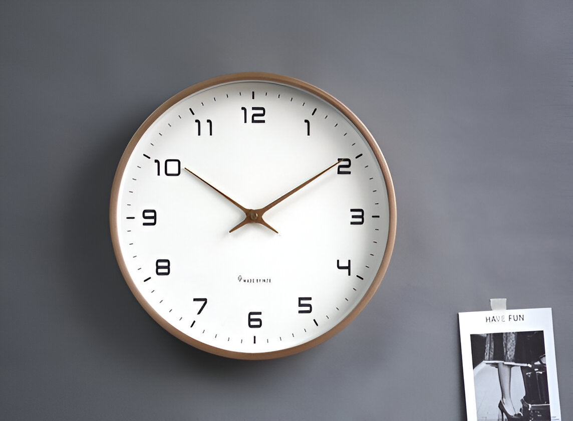 Harlow Wood Frame Wall Clock Silent Quartz for Kitchens