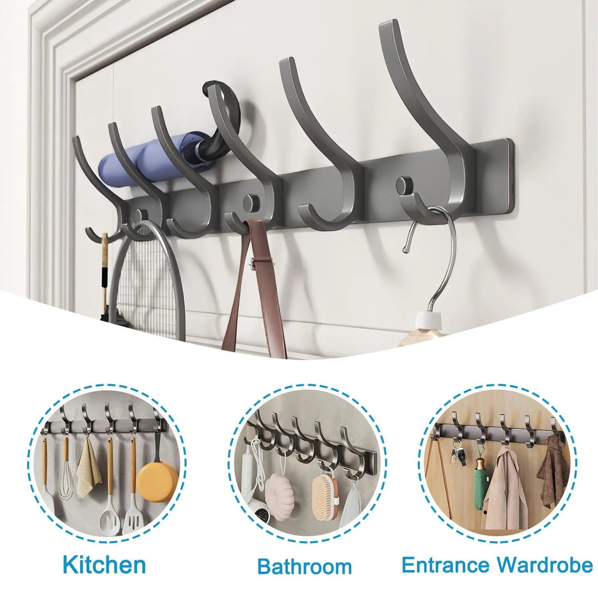 Ravenglass Over Door Hook Rack 5 Hooks Towel and Coat Rack