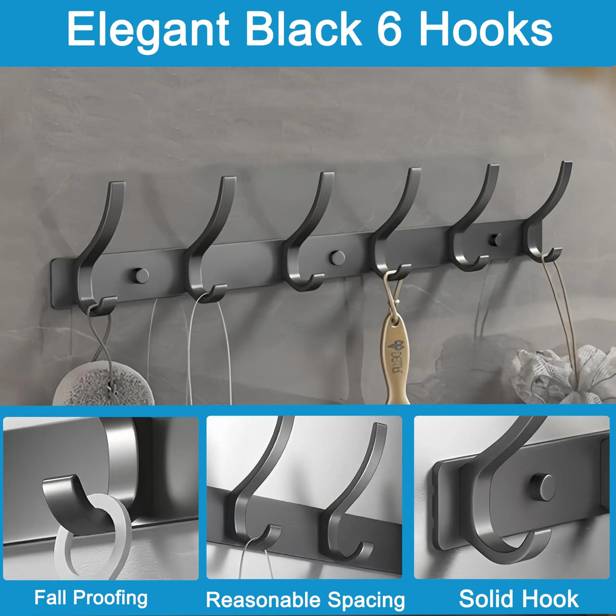 Ravenglass Over Door Hook Rack 5 Hooks Towel and Coat Rack