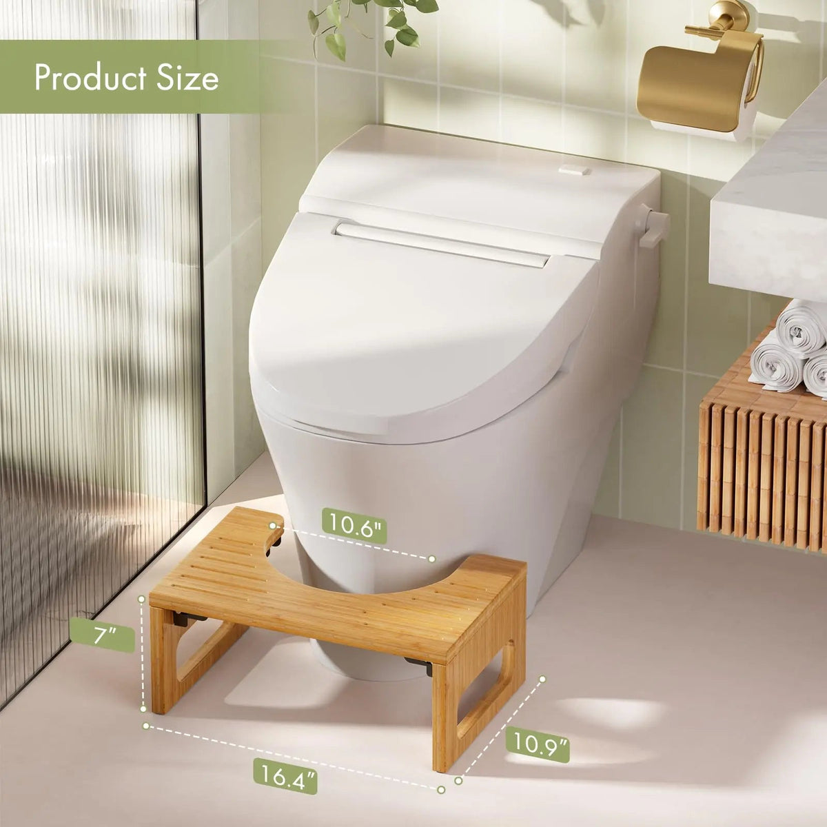 Aldeburgh Bamboo Folding Toilet Stool Non Slip Footstool