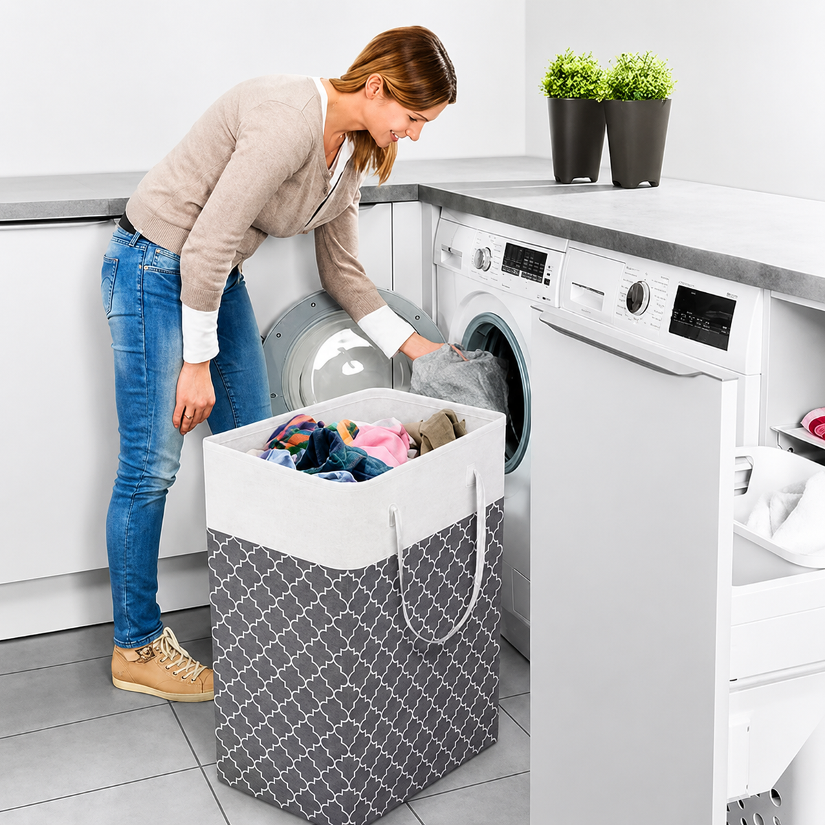 Lauva 75L Foldable Laundry Basket Waterproof Fabric