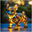 Hutton Dog Figurine Table Lamp Stained Glass Style Resin