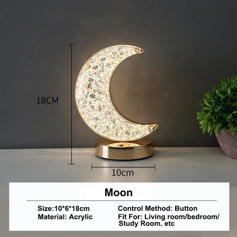 Stellora 3D Crystal LED Night Light Touch Dimming Lamp