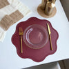 FloraMat Round Faux Leather Placemats Embossed Flower