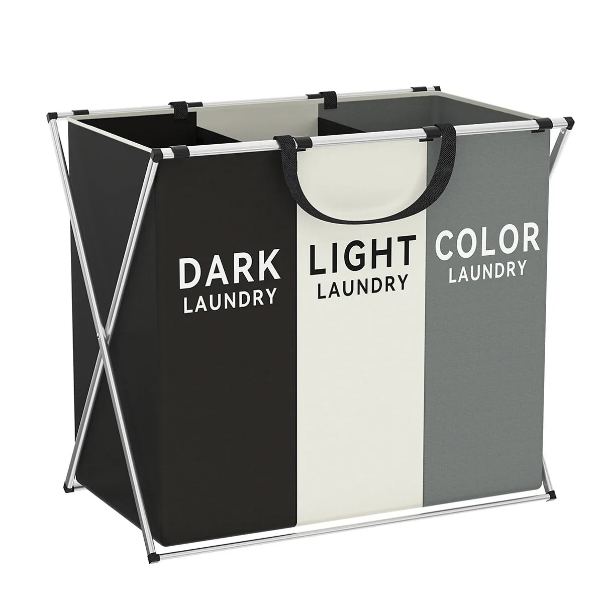 TriSort Multi Section Laundry Hamper Foldable Sorter