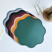 FloraMat Round Faux Leather Placemats Embossed Flower