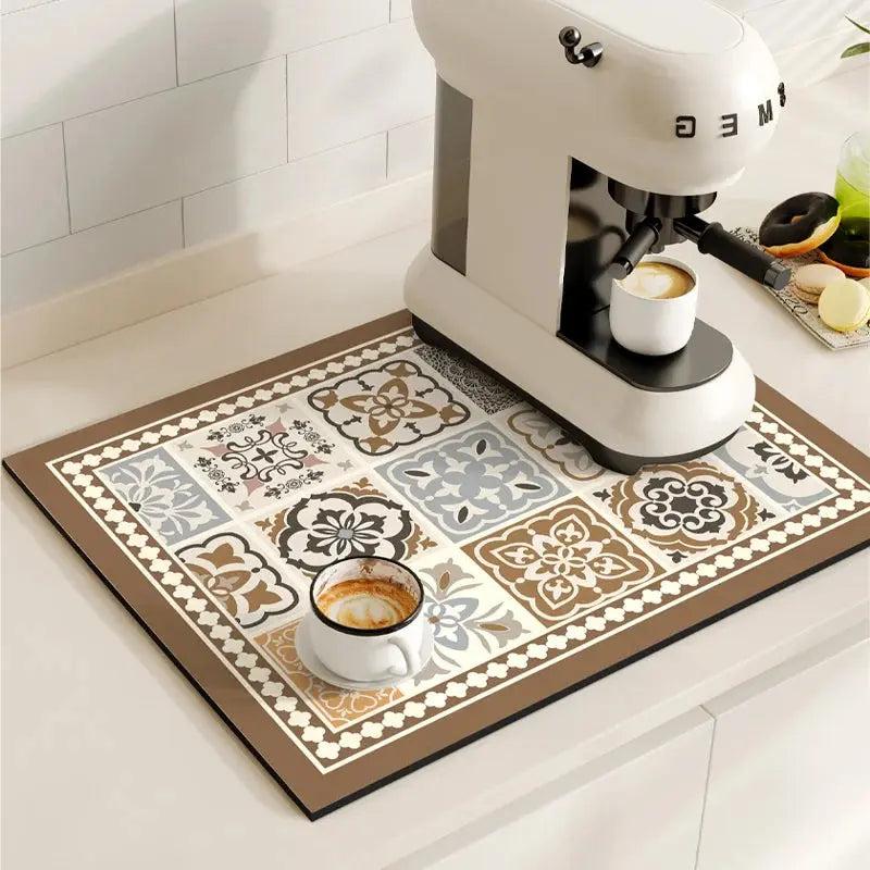 Topsham Retro Coffee Mat Absorbent Dish Drying Mat