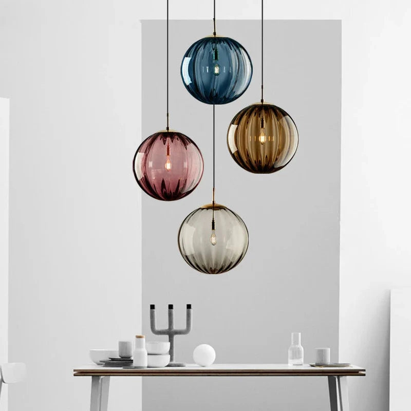 Middleham Glass Globe Pendant Light Hand Blown Nordic Style
