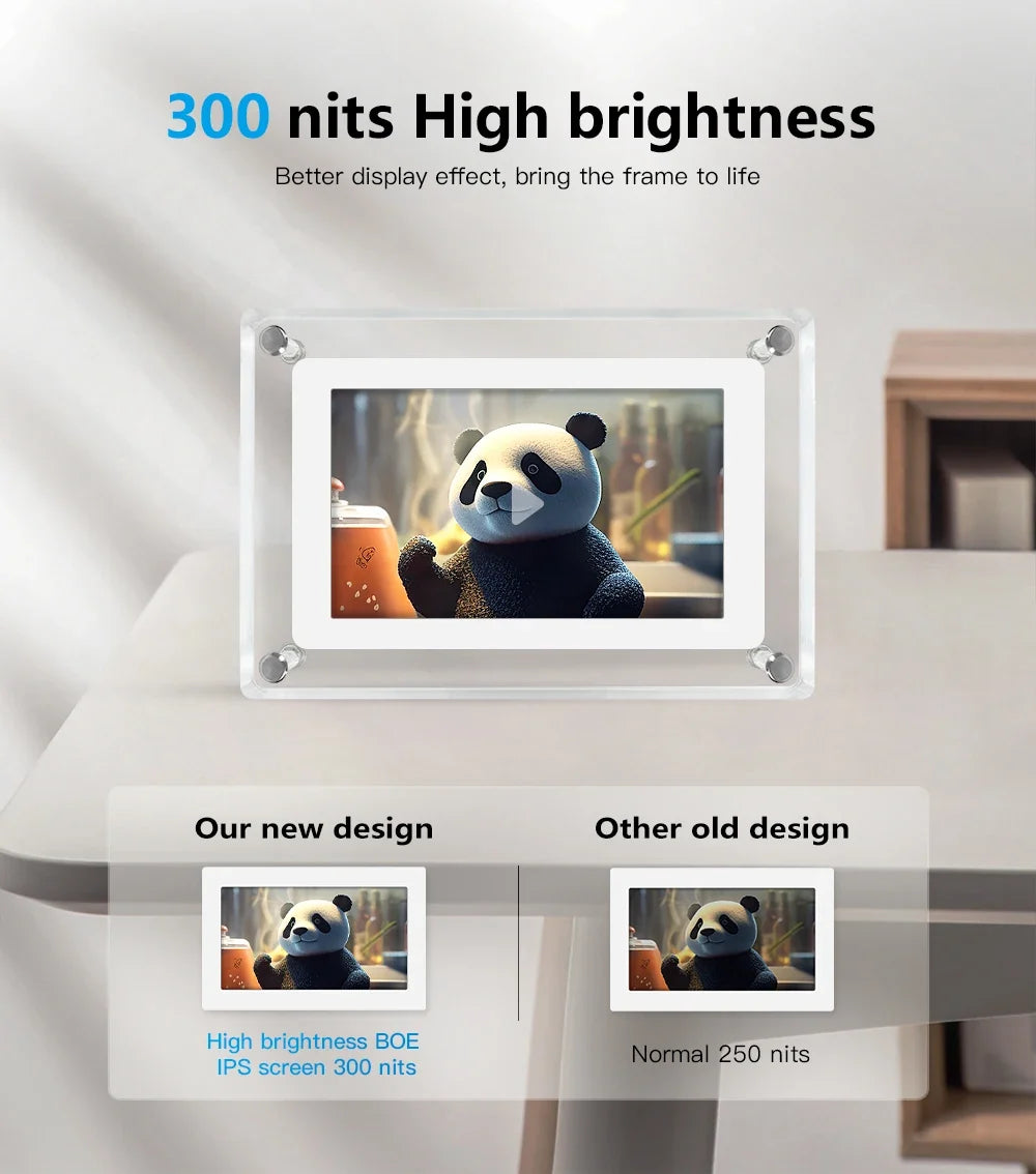ClearFrame Acrylic Digital Photo Frame 5 Inch Rechargeable