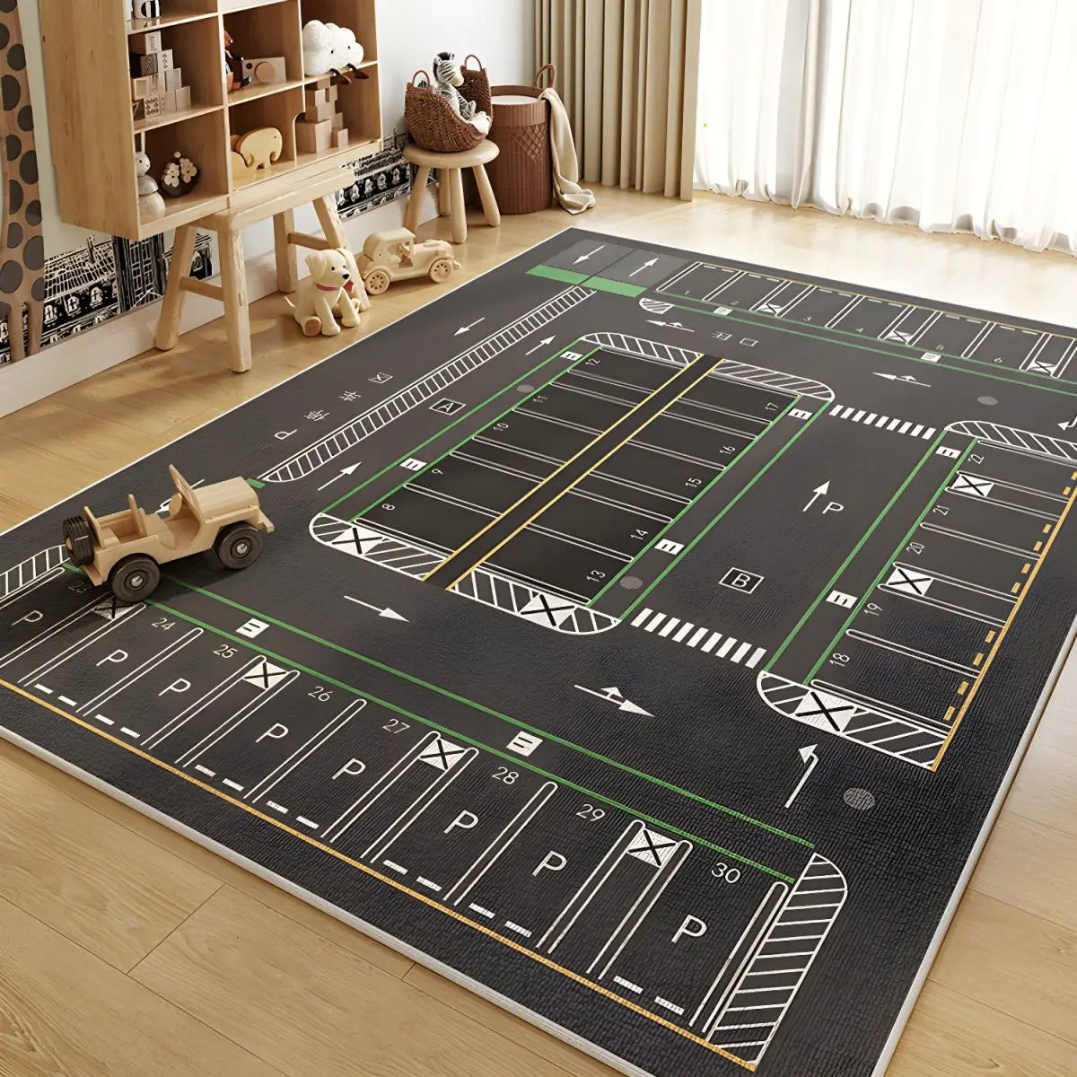 Porlock Kids Play Mat Rug Road and Parking Lot Design