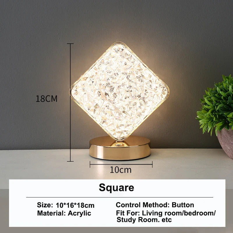 Stellora 3D Crystal LED Night Light Touch Dimming Lamp