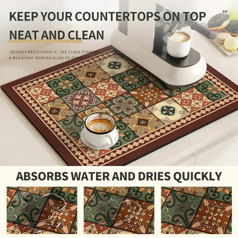 Topsham Retro Coffee Mat Absorbent Dish Drying Mat