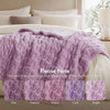 Kingsand Ruched Faux Fur Throw Blanket Double Sided