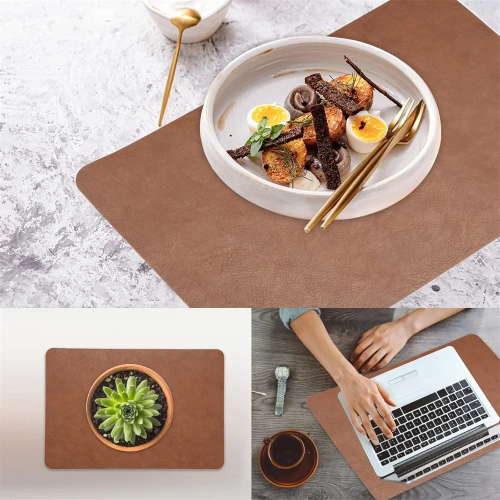 DuoMat Double Sided Faux Leather Placemats Heat Resistant