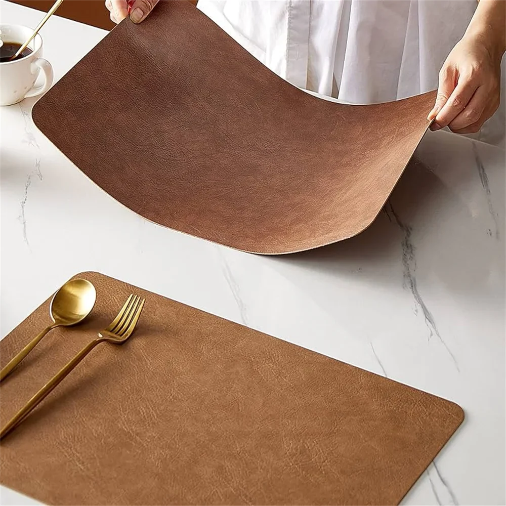 DuoMat Double Sided Faux Leather Placemats Heat Resistant