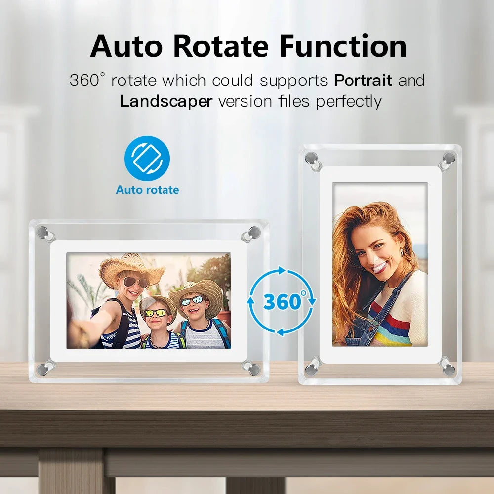 ClearFrame Acrylic Digital Photo Frame 5 Inch Rechargeable