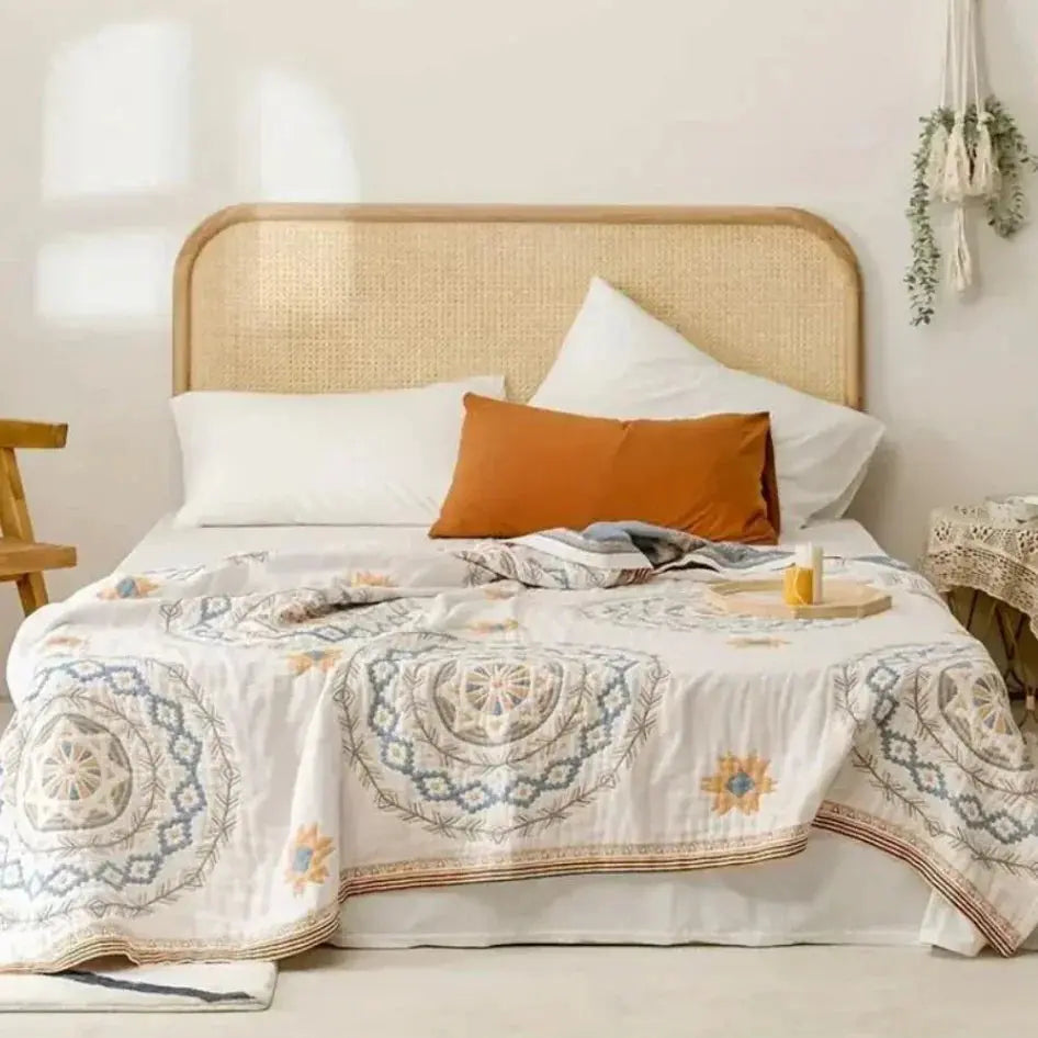 Chagford Cotton Gauze Bedspread Boho Muslin Bed Cover
