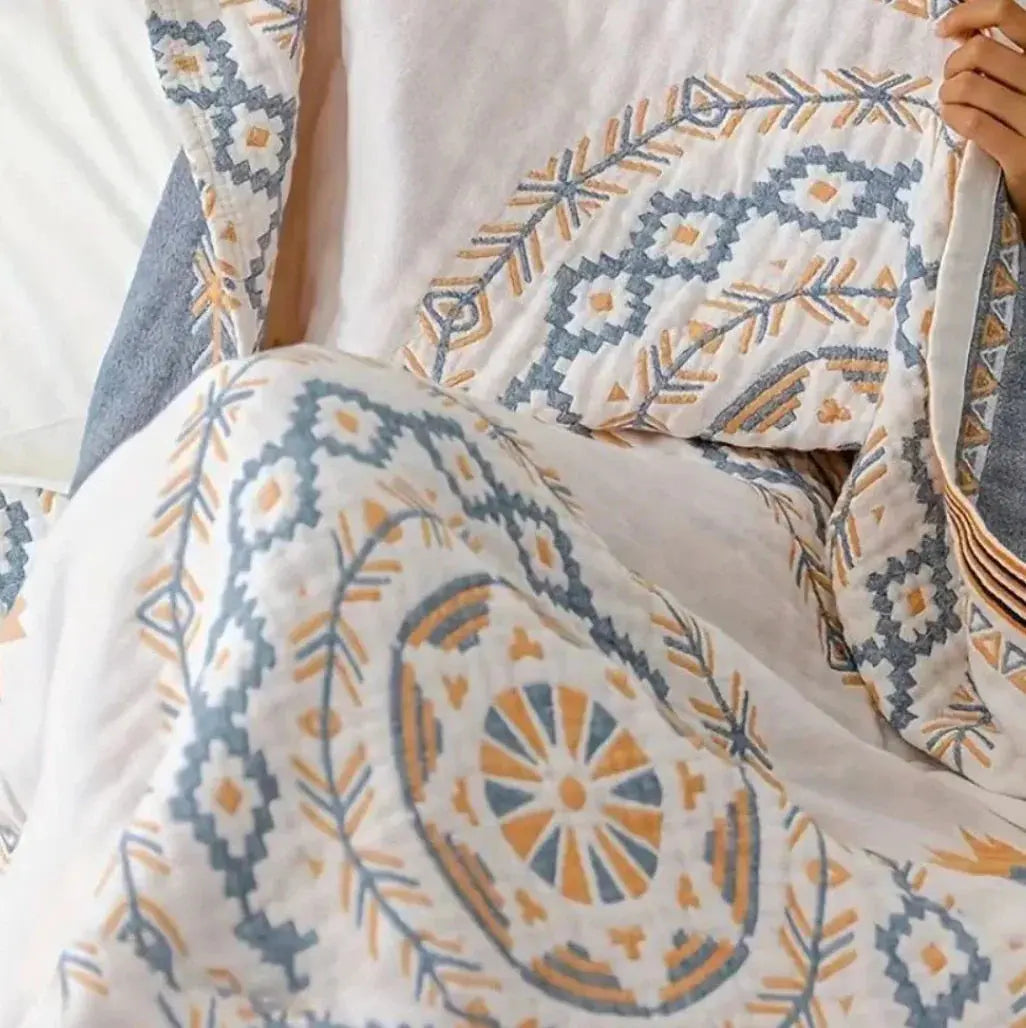 Chagford Cotton Gauze Bedspread Boho Muslin Bed Cover