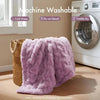 Kingsand Ruched Faux Fur Throw Blanket Double Sided