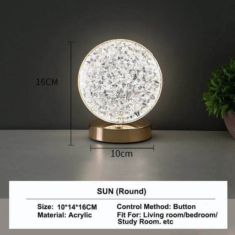 Stellora 3D Crystal LED Night Light Touch Dimming Lamp
