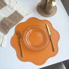 FloraMat Round Faux Leather Placemats Embossed Flower