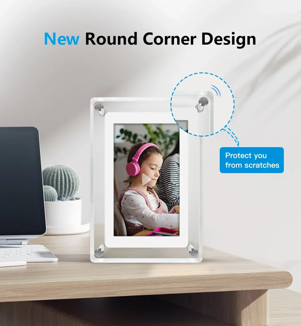 ClearFrame Acrylic Digital Photo Frame 5 Inch Rechargeable