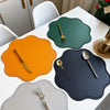 FloraMat Round Faux Leather Placemats Embossed Flower