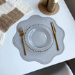 FloraMat Round Faux Leather Placemats Embossed Flower
