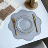 FloraMat Round Faux Leather Placemats Embossed Flower