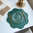 FloraMat Round Faux Leather Placemats Embossed Flower