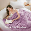 Kingsand Ruched Faux Fur Throw Blanket Double Sided