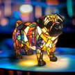 Hutton Dog Figurine Table Lamp Stained Glass Style Resin