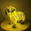 Hutton Dog Figurine Table Lamp Stained Glass Style Resin