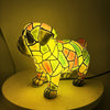 Hutton Dog Figurine Table Lamp Stained Glass Style Resin