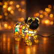 Hutton Dog Figurine Table Lamp Stained Glass Style Resin