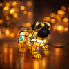 Hutton Dog Figurine Table Lamp Stained Glass Style Resin
