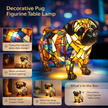 Hutton Dog Figurine Table Lamp Stained Glass Style Resin