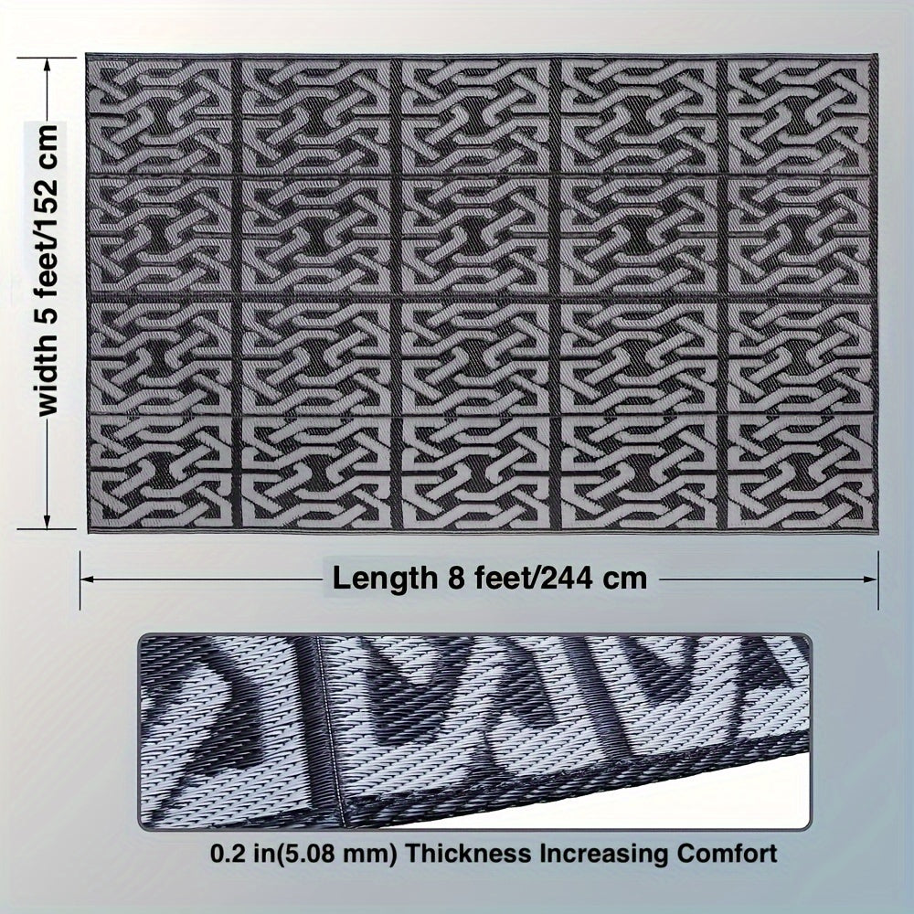 Bampton Reversible Outdoor Rug Black Grey Patio Mat