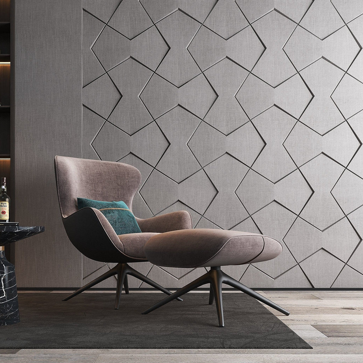 Richmond Bowtie 3D Leather Wall Panel Padded Geometric