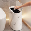 Selby Oval Bin with Lid Marble Effect Bathroom Waste Bin
