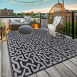 Bampton Reversible Outdoor Rug Black Grey Patio Mat