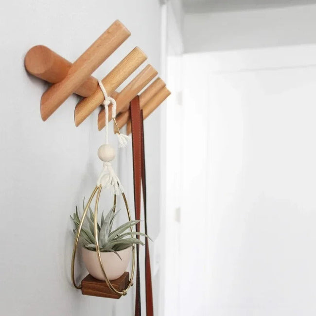 Maeve Solid Oak Wall Rack Peg Coat Hooks for Hallways