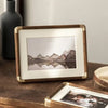 Brooks Wooden Tabletop Photo Frame Brass Corners Vintage