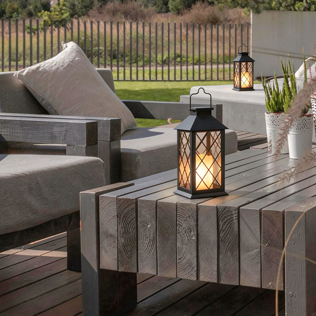 Belford Candlestick Solar Lantern Black Dusk to Dawn